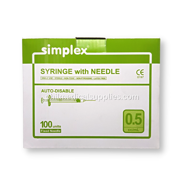 Syringe Auto Disable 0.5cc G.23×1″, SIMPLEX 5.0 (2)