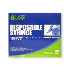 Syringe 3mLcc with Needle G-23×1″, SURESHOT (100’S) 5.0 (1)